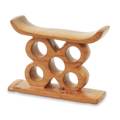 Ebony wood mini decorative stool, 'Ashanti Stool' - Hand Carved Ebony Ashanti Mini Stool Throne from Ghana