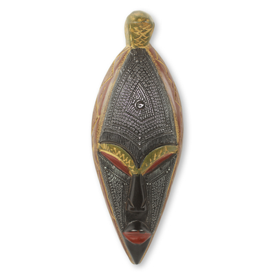 African wood mask, 'Warrior' - Fair Trade Artisan Crafted Wood African Mask for Wall