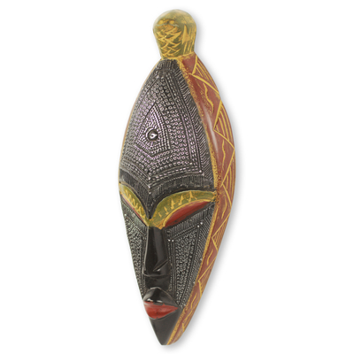 Máscara de madera africana - Máscara africana de madera artesanal de comercio justo para pared