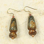 African Handcrafted Natural Soapstone Earrings, 'Thanks for Helping'