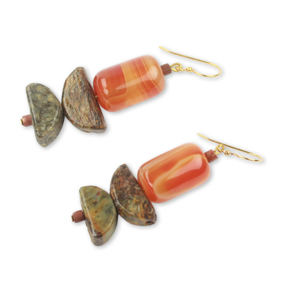 Agate and soapstone dangle earrings, 'Star of the Morning' - Handcrafted African Agate and Soapstone Earrings