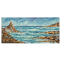 'La tormenta ha terminado' - Pintura original de paisaje marino con un mensaje de fe