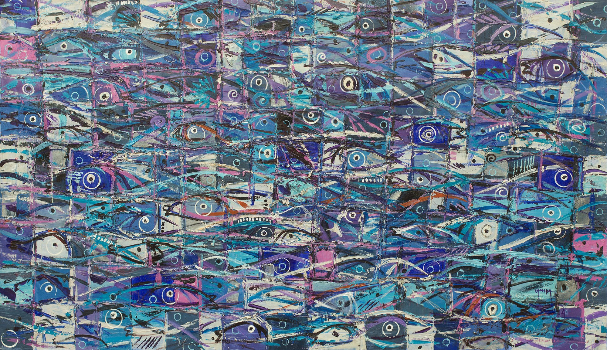 Modern Blue Fish Painting from Ghana - Blue Fish | NOVICA