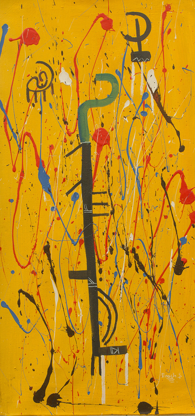 'Aside' - Original Ghanaian Abstract Painting in Primary Hues