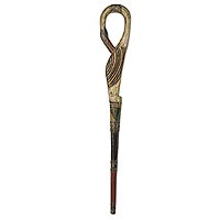 African Adinkra Theme Hand Carved Walking Stick,'Look Back'