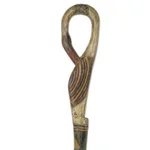 Wood walking stick, 'Look Back' - African Adinkra Theme Hand Carved Walking Stick