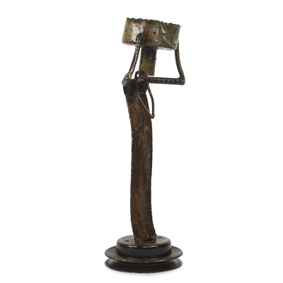 Recycled metal sculpture, 'Market Woman of Ibadan' - African Recycled Metal Sculpture of Woman at Market