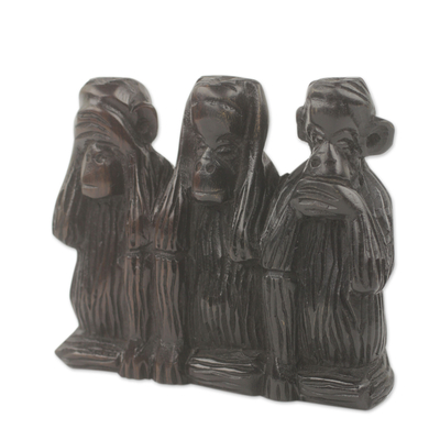 Hand Carved African Ebony Monkey Sculpture
