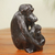 Ebony sculpture, 'Mother Chimp' - African Hand Carved Ebony Chimpanzee Motherhood Sculpture
