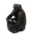 Ebony sculpture, 'Mischievous Chimp' - Ghana Hand Carved Ebony Chimpanzee Sculpture