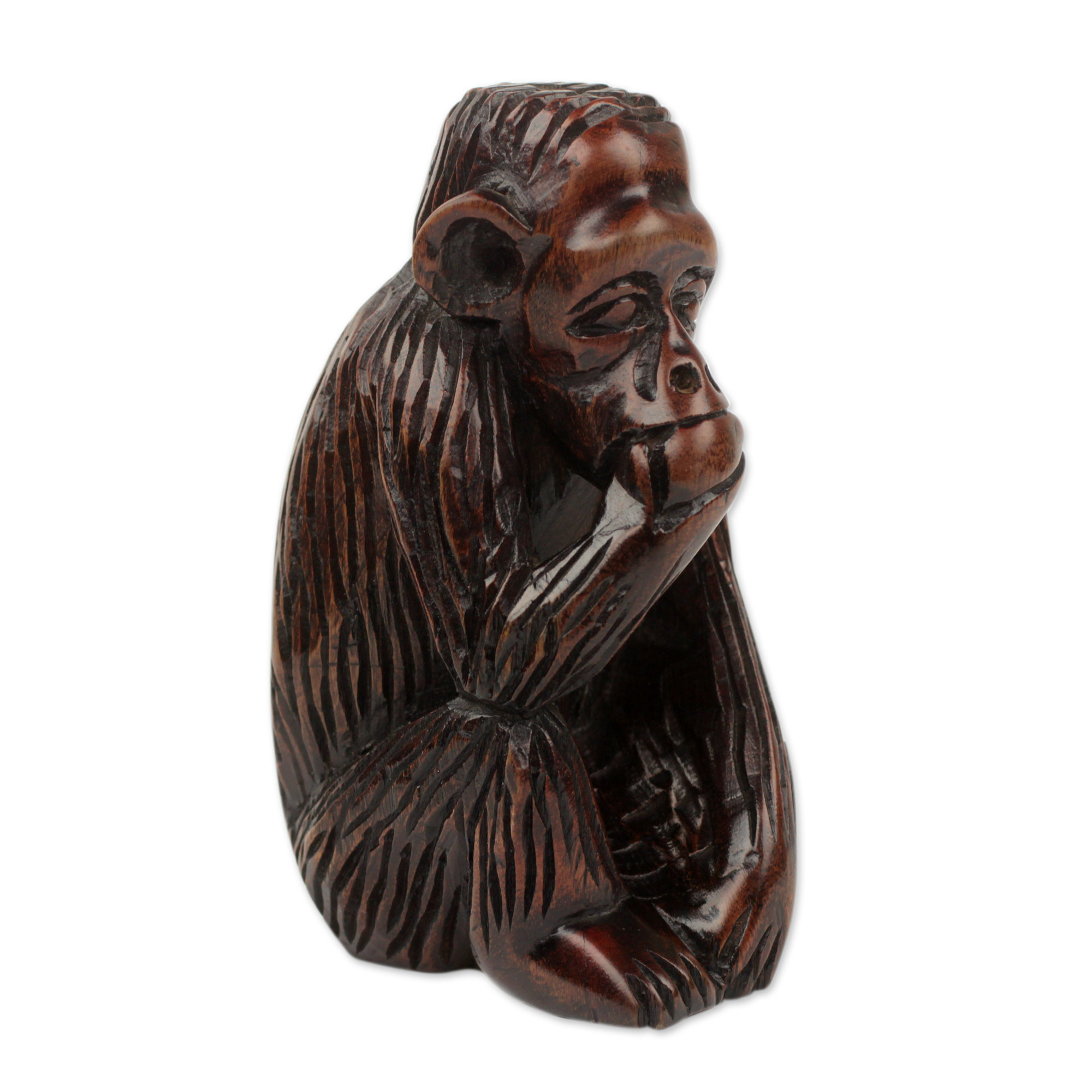 Ebony Wood Animal Sculpture Had Carved in Ghana - Chimp with a Snack ...