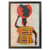 Cotton batik wall art, 'Water Carrier' - African Kente Cloth Collage Framed Oil Painting