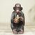 Ebony wood figurine, 'Monkey Peeling a Banana' - Hand Carved Animal Theme Figurine African Ebony Sculpture