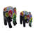 Wood sculptures, 'Colorful African Elephants' (pair) - Hand Carved Elephant Beaded Wood Sculptures (Pair) (image 2b) thumbail