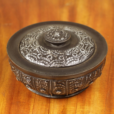 Ghanaian Hand Carved Decorative Wood, Carved Wooden Bowl With Lid