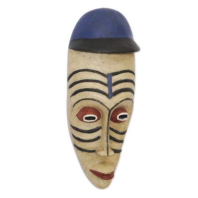 Máscara de madera africana - Máscara africana colorida inspirada en el norte de Ghana