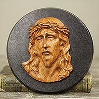 Teak relief sculpture, 'Agony of Christ '