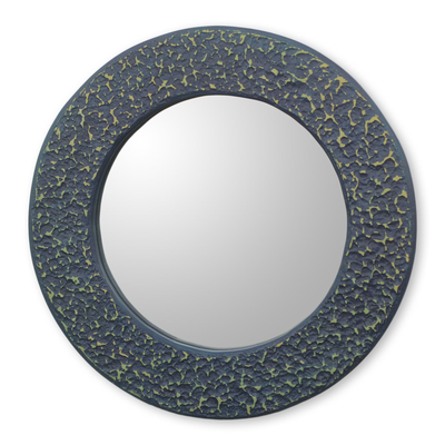 Blue Handcrafted Wall Mirror from Ghana
