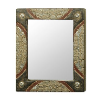 Wood wall mirror, 'Looking Lovely' - Modern African Handcrafted Wall Mirror from Ghana