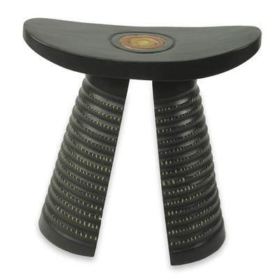 Cedar stool, 'Tekura Adinkra' - African Leadership Symbol Cedar Wood Stool