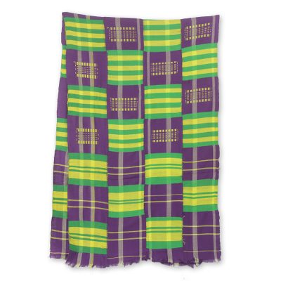 Cotton blend kente cloth scarf, 'Nyiraba' (18 inch width) - Colorful Kente Cloth Scarf from Africa (18 Inch Width)