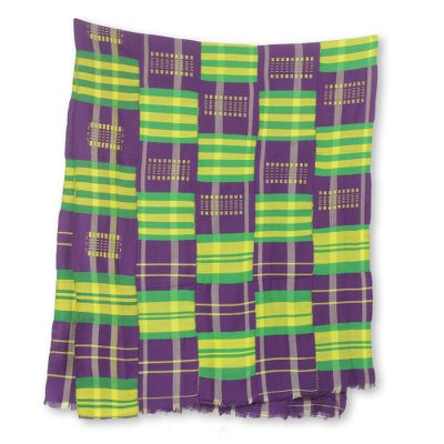 Cotton blend kente cloth scarf, 'Nyiraba' (23 inch width) - Multicolored Kente Cloth Scarf from Ghana (23 Inch Width)