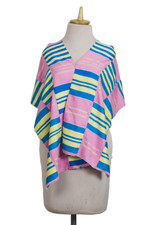 Cotton blend kente cloth scarf, 'Faith' (13 inch width) - Handmade Pink Cream and Blue African Kente Scarf