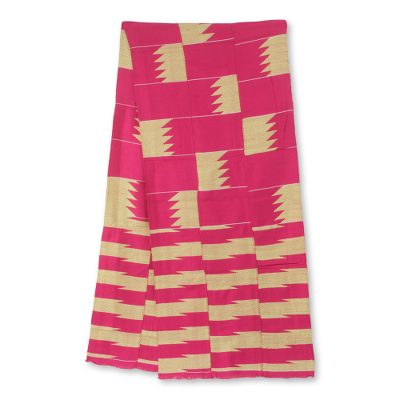 Cotton blend kente cloth scarf, 'Odehye Ba' (13 inch width) - Hand Woven Kente Cloth Scarf from Ghana (13 Inch Width)