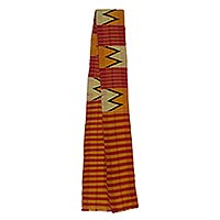 Cotton blend kente cloth scarf, 'Winner' (4 inch width) - Multicolored Cotton and Rayon Kente Scarf (4 Inch Width)