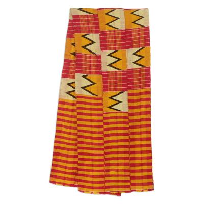 Cotton blend kente cloth scarf, 'Winner' (12 inch width) - Colorful Cotton and Rayon Blend Kente Scarf (12 Inch Width)
