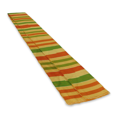 Cotton blend kente cloth scarf, 'Prince' (4 inch width) - Traditional Handmade African Kente Scarf (4 Inch Width)