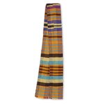 Cotton blend kente cloth scarf, 'Progress' (4 inch width) - Multicolor Stripe African Kente Cloth Scarf (4 Inch Width)