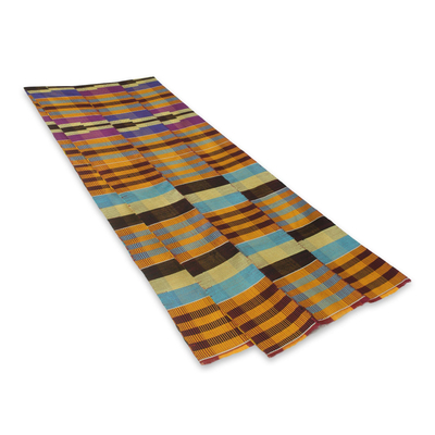 Cotton blend kente cloth scarf, 'Progress' (12 inch width) - Handmade Kente Scarf from Ghana Artisan (12 Inch Width)