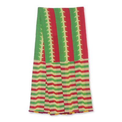 Cotton blend kente cloth scarf, 'Obasima' (13 inch width) - Hand Woven Cotton Blend Kente Cloth Scarf (13 Inch Width)