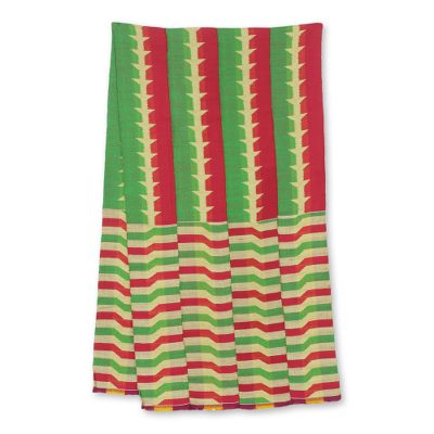 Cotton blend kente cloth scarf, 'Obasima' (18 inch width) - Colorful Cotton Blend African Kente Scarf (18 Inch Width)