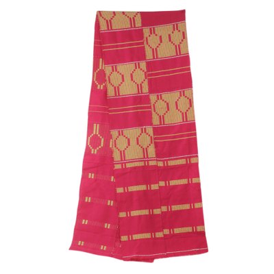 Cotton blend kente cloth scarf, 'Princess' (11 inch width) - Fair Trade Pink African Kente Cloth Scarf (11 Inch Width)