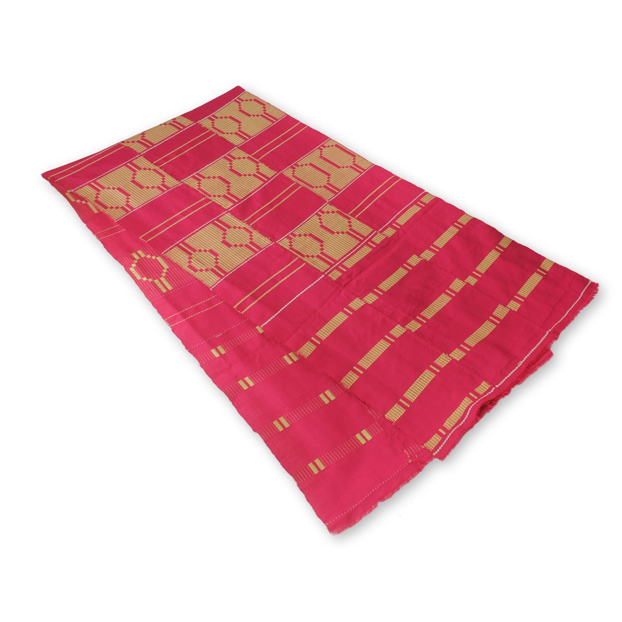 Pink Kente Cloth Scarf Handcrafted in Ghana (17 Inch Width) - Princess