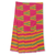 Cotton blend kente cloth scarf, 'Ahoufe' (16 inch width) - Fair Trade Pink Green and Orange Kente Scarf (16 Inch Width)
