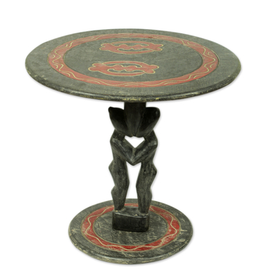 Unique Wood Accent Table Hand Carved in Ghana