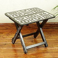 Featured review for Wood folding accent table, Adinkra