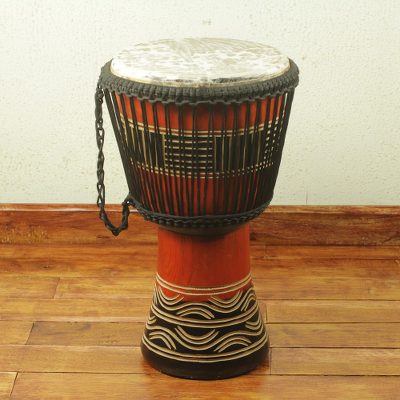 Tambor djembé de madera - Tambor djembé africano auténtico con tema kente hecho a mano