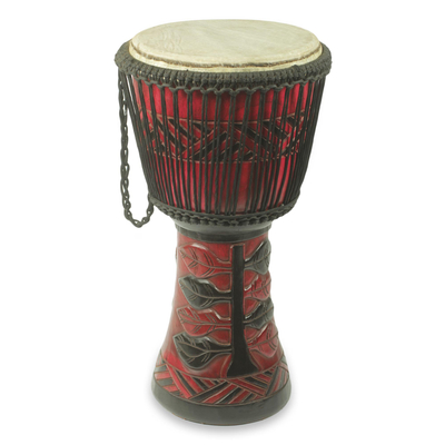 Holz-Djembetrommel, 'Sankofa-Symbol'. - Sankofa-Symbol Authentische afrikanische Djembe Handgefertigte Trommel
