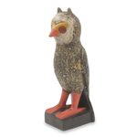 Wood sculpture, 'Owl Messenger' - Handcrafted Rustic African Bird Theme Wood Sculpture