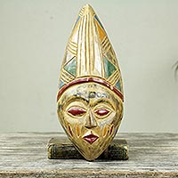 African wood wall mask, 'Tribal Ritual' - Original Design African Wood Wall Mask from Ghana