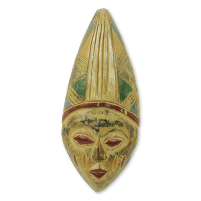 African wood wall mask, 'Tribal Ritual' - Original Design African Wood Wall Mask from Ghana