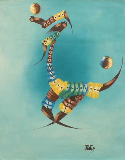 'Game of Soccer' - Fußball-Thema, afrikanisches expressionistisches signiertes Gemälde