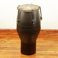 Wood kpalongo drum, 'Supreme Conga' - Handmade Professionally Tuned African Kpalongo Hand Drum