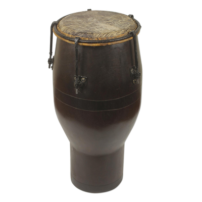 Kpalongo-Trommel aus Holz - Handgefertigte, professionell abgestimmte afrikanische Kpalongo-Handtrommel