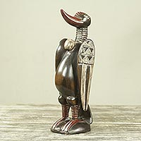 Wood sculpture, 'Kalaho Bird of Peace' - Peace Symbol Hand Carved African Bird Sculpture