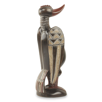 Wood sculpture, 'Kalaho Bird of Peace' - Peace Symbol Hand Carved African Bird Sculpture
